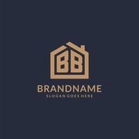 Initial letter BB logo with simple minimalist home shape icon design vector