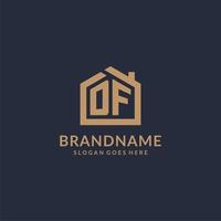 Initial letter DF logo with simple minimalist home shape icon design vector