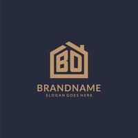 Initial letter BO logo with simple minimalist home shape icon design vector