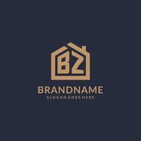 Initial letter BZ logo with simple minimalist home shape icon design vector
