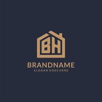 Initial letter BH logo with simple minimalist home shape icon design vector