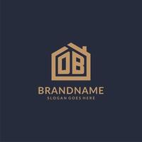 Initial letter DB logo with simple minimalist home shape icon design vector