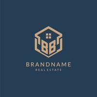 Initial letter BB hexagonal house roof shape icon logo design vector