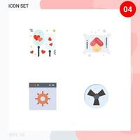 Set of 4 Vector Flat Icons on Grid for air internet party towel website Editable Vector Design Elements