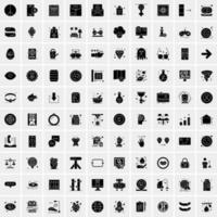 Set of 100 Business Solid Glyph icons vector