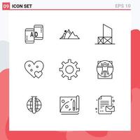 9 Creative Icons Modern Signs and Symbols of gift love sun heart rescue Editable Vector Design Elements