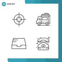 Vector Pack of 4 Outline Symbols Line Style Icon Set on White Background for Web and Mobile