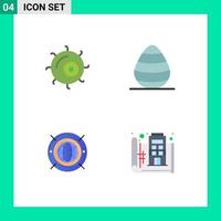 4 User Interface Flat Icon Pack of modern Signs and Symbols of cell world easter spring blue print Editable Vector Design Elements