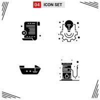 4 Icons Solid Style Grid Based Creative Glyph Symbols for Website Design Simple Solid Icon Signs Isolated on White Background 4 Icon Set Creative Black Icon vector background