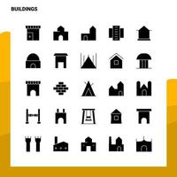 conjunto de iconos de 25 edificios plantilla de ilustración de vector de icono de glifo sólido para ideas web y móviles para empresa comercial