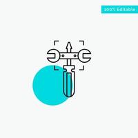 Setting Gear Wrench Screw turquoise highlight circle point Vector icon