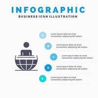 proceso global negocio internacional moderno sólido icono infografía 5 pasos presentación antecedentes vector