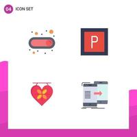 4 Universal Flat Icon Signs Symbols of on data parking love sync Editable Vector Design Elements
