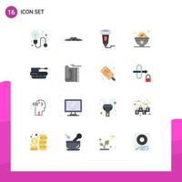 Pack of 16 Modern Flat Colors Signs and Symbols for Web Print Media such as meal iftar cashless food scanner Editable Pack of Creative Vector Design Elements