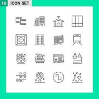 Group of 16 Modern Outlines Set for product box home lines grid layout Editable Vector Design Elements