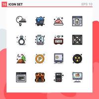 16 Universal Flat Color Filled Line Signs Symbols of present interface baby file browser Editable Creative Vector Design Elements