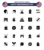 25 Creative USA Icons Modern Independence Signs and 4th July Symbols of buntings american day camping independece drink Editable USA Day Vector Design Elements