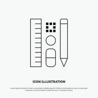 Pen Pencil Scale Education Vector Line Icon