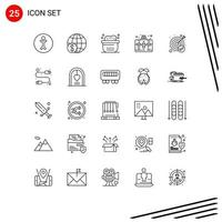 25 Universal Line Signs Symbols of goal hobby animals hobbies handbag Editable Vector Design Elements