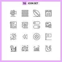 Set of 16 Vector Outlines on Grid for c page american layout sell Editable Vector Design Elements