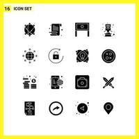 16 Creative Icons Modern Signs and Symbols of connection trophy end carnival table Editable Vector Design Elements