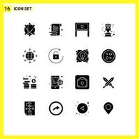 16 Creative Icons Modern Signs and Symbols of connection trophy end carnival table Editable Vector Design Elements