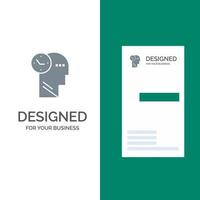 Time Mind Thoughts Head Grey Logo Design and Business Card Template vector