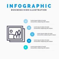 Frame Gallery Image Picture Blue Infographics Template 5 Steps Vector Line Icon template