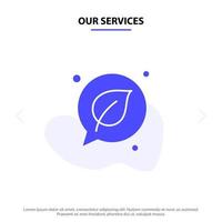 Our Services Chat Green Leaf Save Solid Glyph Icon Web card Template vector