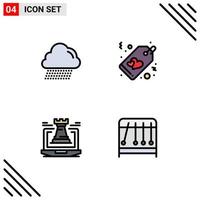 4 Creative Icons Modern Signs and Symbols of cloud fort heart tag strategy Editable Vector Design Elements
