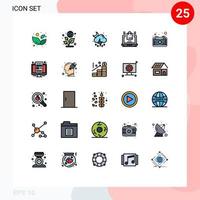 Universal Icon Symbols Group of 25 Modern Filled line Flat Colors of picture photography moon camera online Editable Vector Design Elements