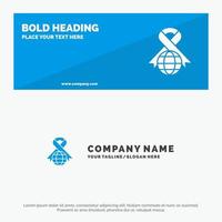 Care Ribbon Globe World SOlid Icon Website Banner and Business Logo Template vector