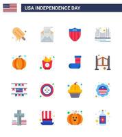 Stock Vector Icon Pack of American Day 16 Line Signs and Symbols for tourism golden mail gate usa Editable USA Day Vector Design Elements