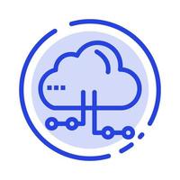 Cloud Share Computing Network Blue Dotted Line Line Icon vector
