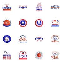 Happy fathers day 16 Blue and red vintage retro type font Illustrator eps10 Editable Vector Design Elements