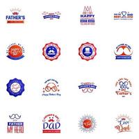 Happy fathers day 16 Blue and red vintage retro type font Illustrator eps10 Editable Vector Design Elements