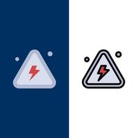 Combustible Danger Fire Highly Science  Icons Flat and Line Filled Icon Set Vector Blue Background