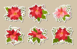 conjunto de pegatinas de diario de flores de pascua vector