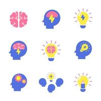 Set of brainstorming icons in flat style isolated on white background vector