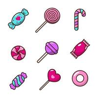 Set candies icons with colorful style isolated on white background. Candies vector illustration