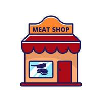 Ilustración de vector de tienda de carne con diseño simple aislado sobre fondo blanco. carnicería icond