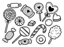 Set of candy doodle illustration with cute design isolated on white background vector