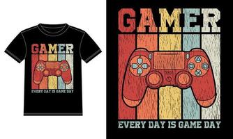 la tipografía del jugador todos los días es la plantilla de diseño de la camiseta del día del juego, la etiqueta de la ventana del camión, la vaina, la cubierta, el fondo negro aislado vector