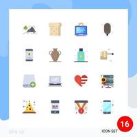 User Interface Pack of 16 Basic Flat Colors of money mobile money computer mobile food Editable Pack of Creative Vector Design Elements