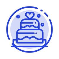 Cake Love Heart Wedding Blue Dotted Line Line Icon vector