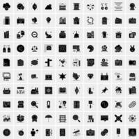 Set of 100 Business Solid Glyph icons vector