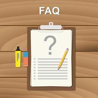 faq frequently aksed question checklist note on clipboard vector graphic illustration