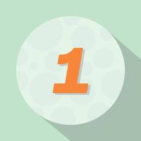 number one 1 illustration with flat style in circle with long shadow vector graphic illustration