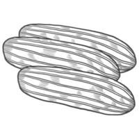 eclair postre bocadillo aislado garabato boceto dibujado a mano con ilustración de vector de estilo de contorno