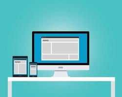 tabulador de computadora portátil multiplataforma receptivo de periódico de noticias en línea vector